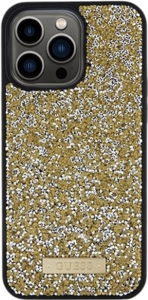 Панель Guess Rhinestone Metal Logo для Apple iPhone 15 Pro Yellow (GUHCP15LPFGSBSD) - зображення 3