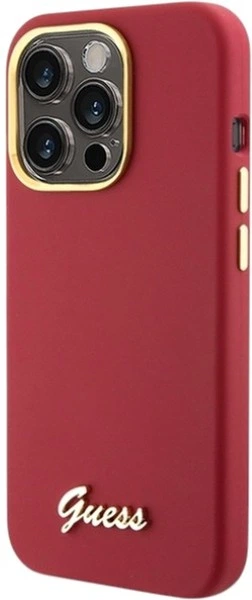 Etui Guess Silicone Script Metal Logo & Frame do Apple iPhone 15 Pro Magenta (GUHCP15LSMBSLM) - obraz 2