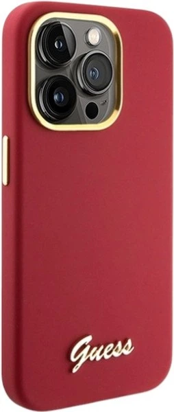 Etui Guess Silicone Script Metal Logo & Frame do Apple iPhone 15 Pro Magenta (GUHCP15LSMBSLM) - obraz 4