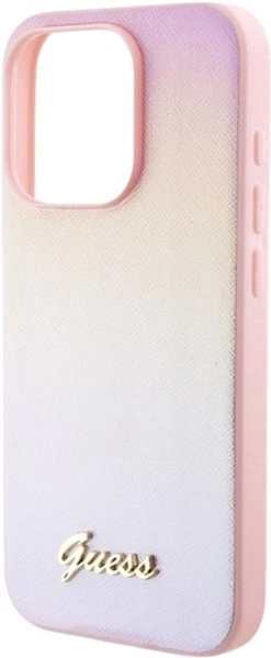 Панель Guess Saffiano Iridescent Script для Apple iPhone 15 Pro Pink (GUHCP15LPSAIRSP) - зображення 6