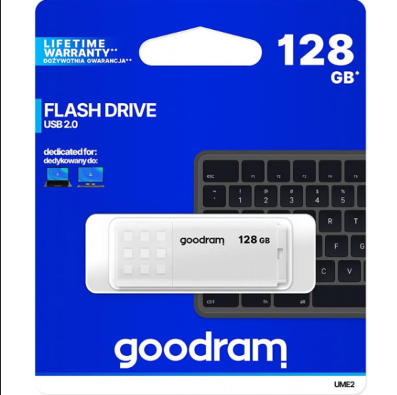 Флешка USB 2.0 128 ГБ с защитным колпачком, белая - изображение 3