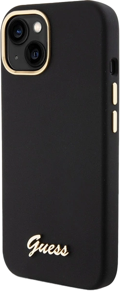 Etui Guess Silicone Script Metal Logo & Frame do Apple iPhone 15/14/13 Black (3666339149321) - obraz 2