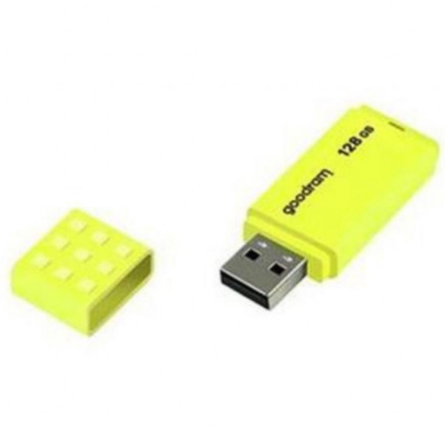Флешка USB 2.0, 128 ГБ, с защитным колпачком, ярко-желтая - изображение 2