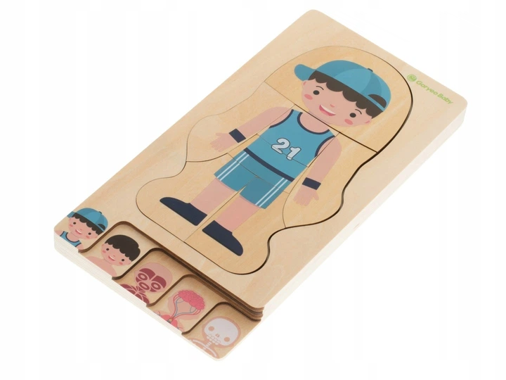 Дерев'яні багатошарові пазли KIK будова тіла Montessori хлопчик 28 шт (KX5957_1) (5903039721517) - зображення 2