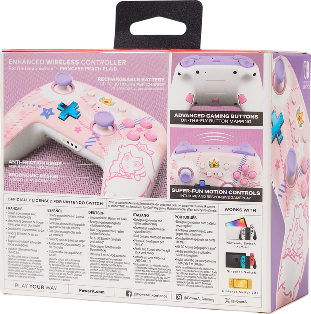 Контролер PowerA Enhanced Wireless Controller for Nintendo Switch Princess Peach Plaid (NSGP0255-01) - зображення 10