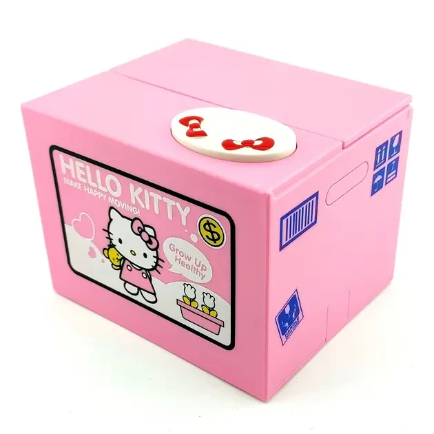 Интерактивная копилка Hello Kitty Piggy Bank розовая + милый медвежонок + звук при добавлении монеты - изображение 4