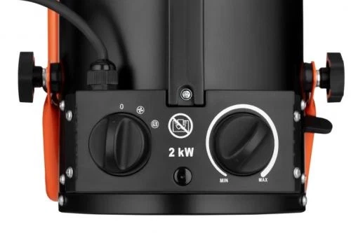 Обігрівач теплова гармата 2E Stainless 2E-AHT2000, Black, 2 кВт, електрична, площа обігріву 20м2, витрата повітря 239 м3/ч, нагрівальний елемент-нержавіюча сталь, захист від перегріву, термостат, IPX4 - изображение 2