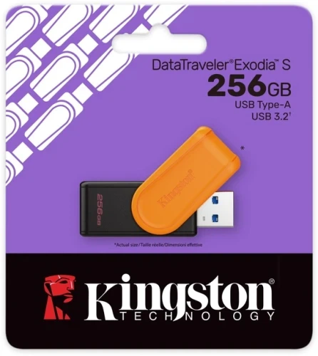 Флеш накопичувач USB 256Gb Kingston DataTraveler Exodia S, Black/Orange, USB 3.2 Gen 1 (DTXS/256GB) - изображение 4