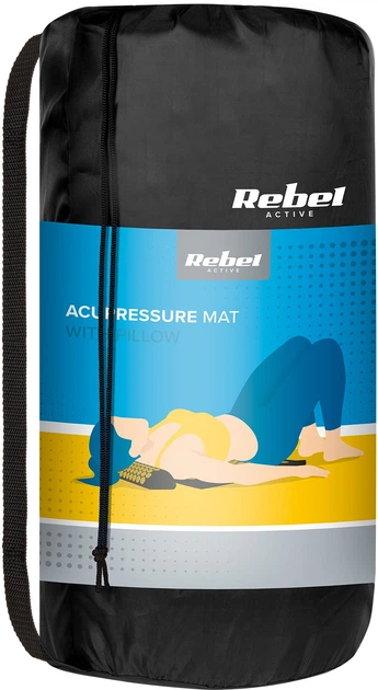 Mata zdrowotna do akupresury Rebel Active RBA-6010-BK z kolcami z poduszką 110 x 42 cm XL Szare kolce (5901890122986) - obraz 4