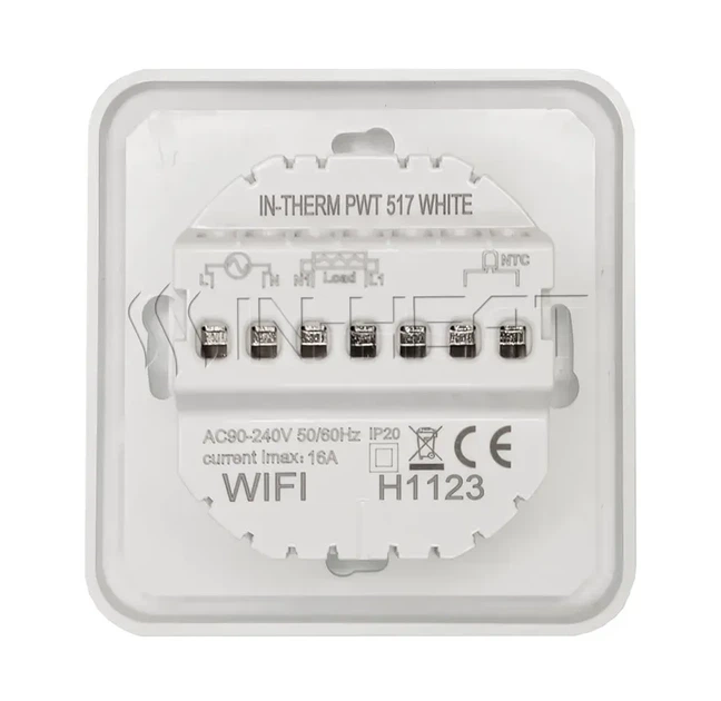 Программируемый терморегулятор In-Therm PWT 517 Wi-Fi белый с сенсорным экраном и функцией дистанционного управления для электрического теплого пола до 3,2 кВт - изображение 4