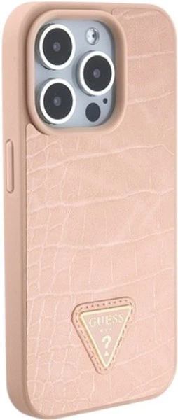Панель Guess Croco Triangle Metal Logo для Apple iPhone 15 Pro Max Pink (3666339152291) - зображення 4
