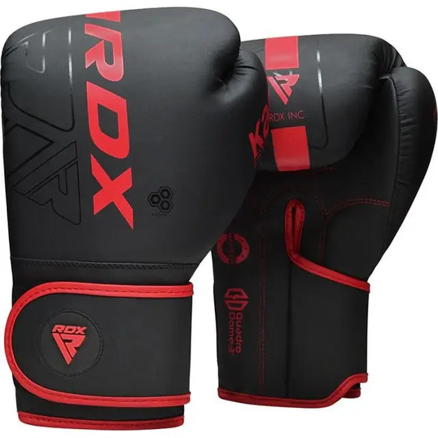 Рукавички боксерські з капою RDX F6 Kara Matte розмір 12 унцій, чорно-червоні - изображение 7