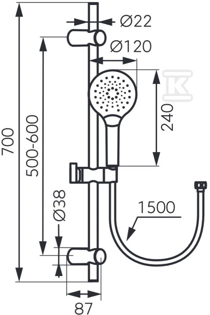 Душовий гарнітур Ferro Mulo срібний (U334) - зображення 2