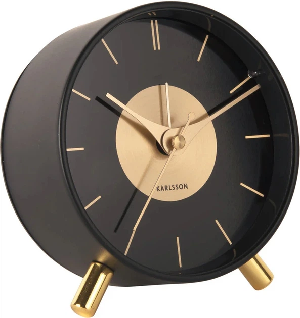 Budzik Karlsson Gold Disc 11 cm Czarny (8714302721229) - obraz 2