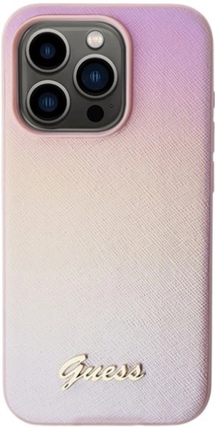 Панель Guess Saffiano Iridescent Script для Apple iPhone 15 Pro Max Pink (3666339224813) - зображення 3