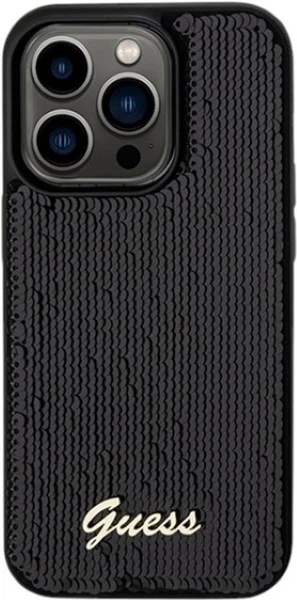Панель Guess Sequin Script Metal для Apple iPhone 15 Pro Max Black (3666339172909) - зображення 3