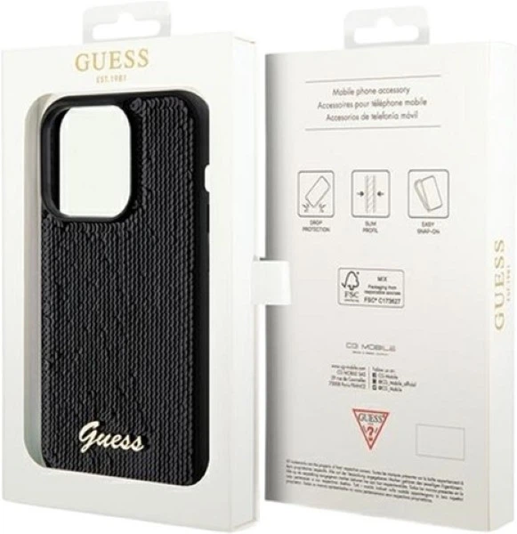 Панель Guess Sequin Script Metal для Apple iPhone 15 Pro Max Black (3666339172909) - зображення 8