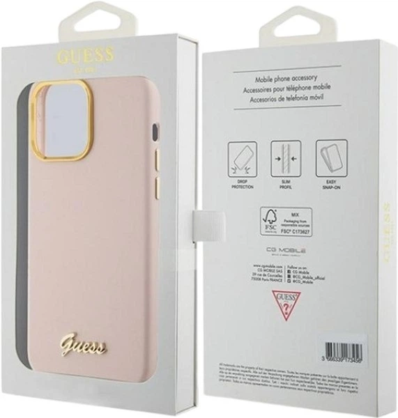 Панель Guess Silicone Script Metal Logo & Frame для Apple iPhone 15 Pro Max Pink (3666339149215) - зображення 7