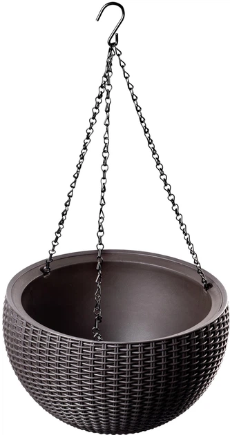 Doniczka do roślin Keter Rattan Hanging Sphere z łańcuszkiem brązowa 35 x 22 cm (7290106924567) - obraz 1