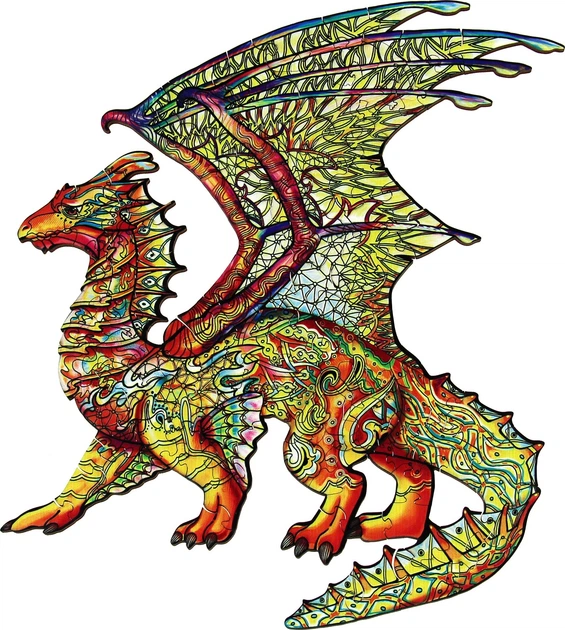 3D дерев'яні пазли Eureka Дракон 104 елементи 414354 (5425004736253) - зображення 1