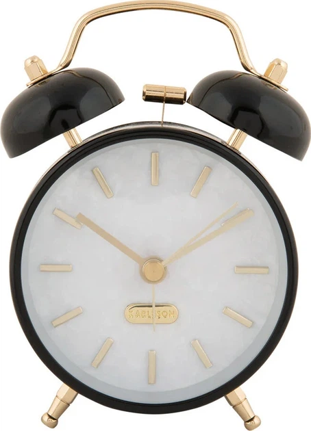 Budzik Karlsson Pearl Glow retro 8 cm Czarny (8714302751929) - obraz 1