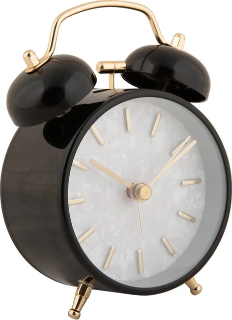 Budzik Karlsson Pearl Glow retro 8 cm Czarny (8714302751929) - obraz 2