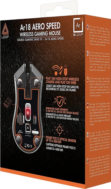Миша Lexip Ar18 Aero Speed Wireless/USB Black (3760210998449) - зображення 6