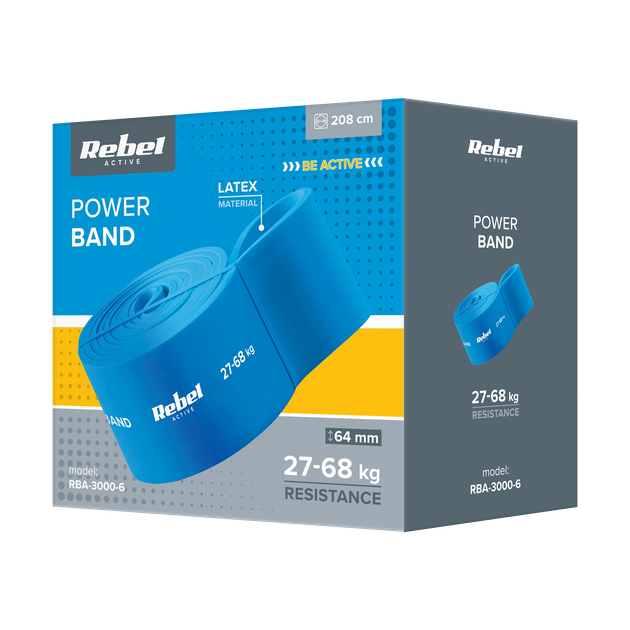Guma do ćwiczeń lateksowa Rebel Active Power Band PL-6 Niebieska 27–68 kg (5901890098571) - obraz 2