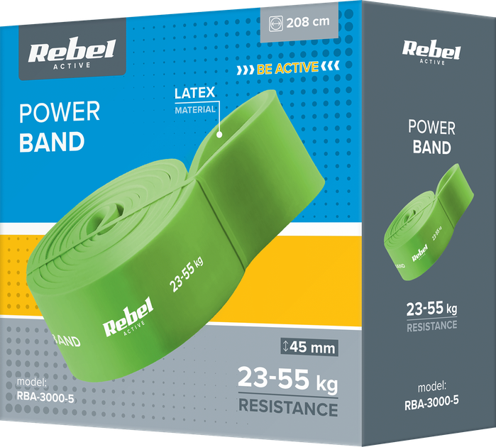Guma do ćwiczeń lateksowa Rebel Active Power Band PL-5 Zielona 23–55 kg (5901890098557) - obraz 3