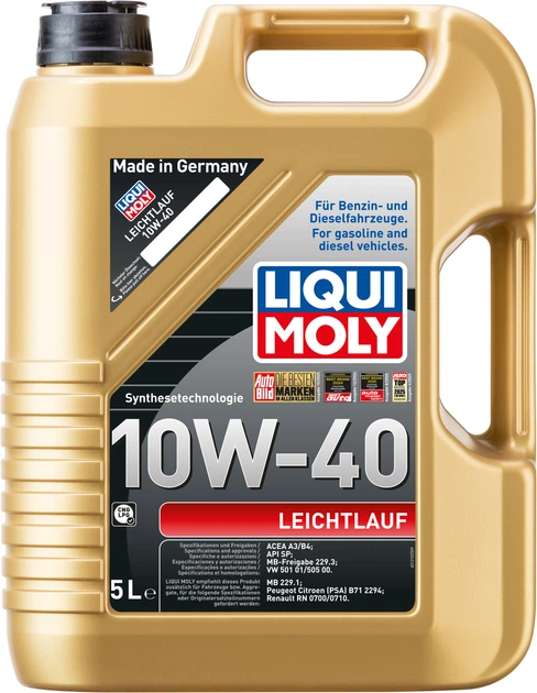 Полусинтетическое моторное масло Liqui Moly Leichtlauf SAE 10W-40 5 л (4100420095023) - Фото 1 Полусинтетическое моторное масло Liqui Moly Leichtlauf SAE 10W-40 5 л (4100420095023) - изображение 1
