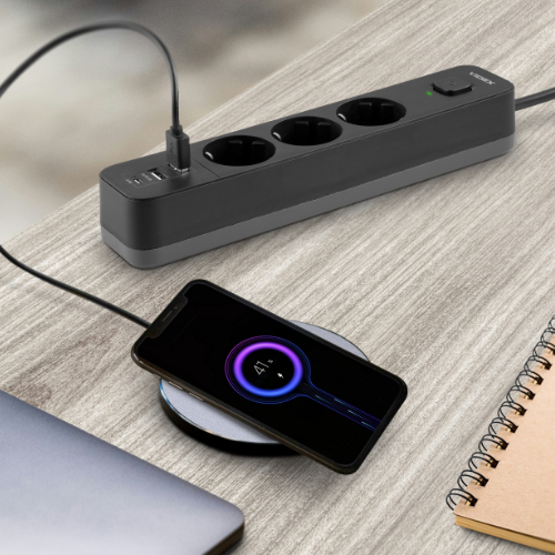 Мережевий подовжувач із заземленням 3 розетки/2USB-A/1Type-C 3м з кнопкою чорний VF-PD33G2U1C-B Oncord Videx - Фото 2 Мережевий подовжувач із заземленням 3 розетки/2USB-A/1Type-C 3м з кнопкою чорний VF-PD33G2U1C-B Oncord Videx - изображение 2