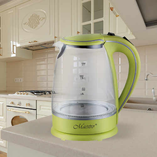 Електрочайник 1,7л 1850-2200W скло (диск) зелений MR-064-GREEN Maestro - зображення 3