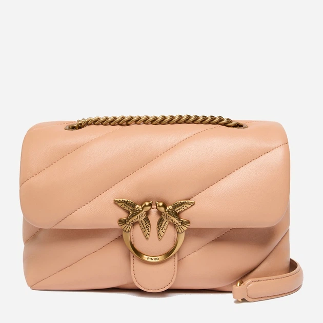 Torebka crossbody damska ze skóry naturalnej z łańcuszkiem Pinko Love Puff Classic 100038A0F2 C79Q Różowa (800070347458) - obraz 1