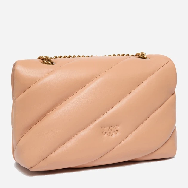 Torebka crossbody damska ze skóry naturalnej z łańcuszkiem Pinko Love Puff Classic 100038A0F2 C79Q Różowa (800070347458) - obraz 2