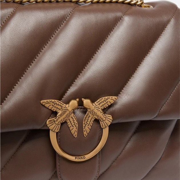 Torebka crossbody damska ze skóry naturalnej z łańcuszkiem Pinko Love Puff Big 100037A0F2 L74Q Brązowa (800070347450) - obraz 4