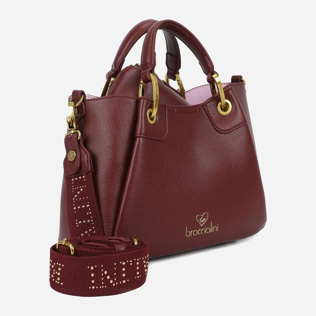 Сумка крос-боді через плече жіноча зі штучної шкіри середня Braccialini Amy B18500 YY 404 Темно-червона (800070348978) - зображення 4