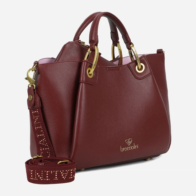 Сумка крос-боді через плече жіноча зі штучної шкіри середня Braccialini Amy B18501 YY 404 Темно-червона (800070348975) - зображення 3