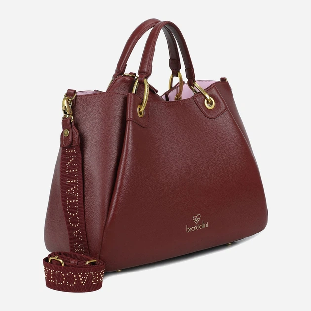 Сумка крос-боді через плече жіноча зі штучної шкіри велика Braccialini Amy B18502 YY 404 Темно-червона (800070348965) - зображення 4