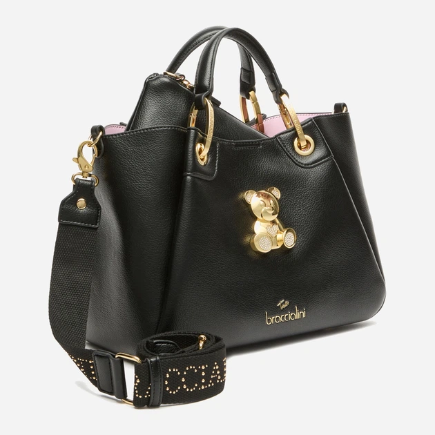 Сумка крос-боді через плече жіноча зі штучної шкіри середня Braccialini Amy B18521 YY 100 Чорна (800070348934) - зображення 4