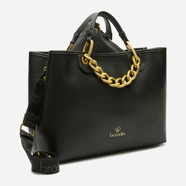 Сумка крос-боді через плече жіноча зі штучної шкіри велика Braccialini Beth Jewels B18530 YY 100 Чорна (800070348931) - зображення 4