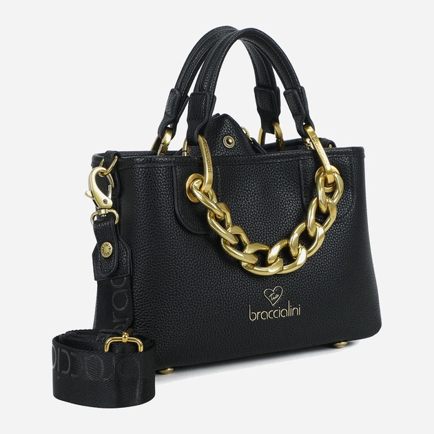 Сумка крос-боді через плече жіноча зі штучної шкіри маленька Braccialini Beth Jewels B18533 YY 100 Чорна (800070348982) - зображення 4
