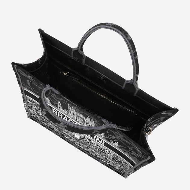 Сумка крос-боді через плече жіноча тканинна велика Braccialini Queen Tessuto B18591 TY 3250 Чорна (800070348929) - зображення 4