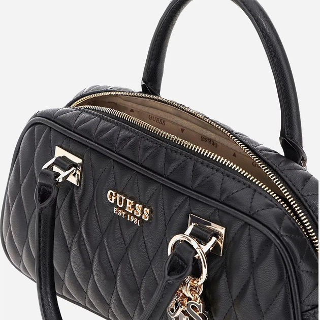 Сумка крос-боді через плече жіноча зі штучної шкіри середня Guess Valla HWQG8122050 BLA Чорна (800070344409) - зображення 3