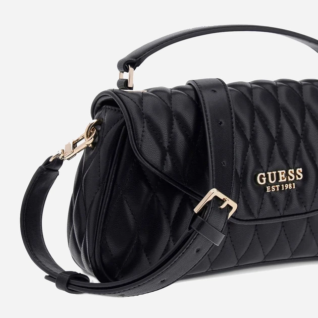 Сумка крос-боді через плече жіноча зі штучної шкіри середня Guess Valla HWQG8122200 BLA Чорна (800070344412) - зображення 4