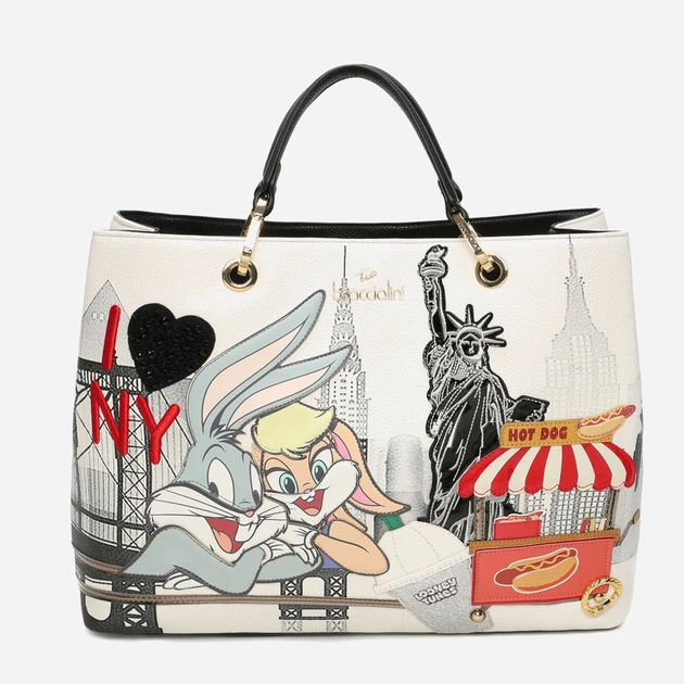 Torebka crossbody damska duża na szerokim pasku Braccialini LT201 YY 818 Biała (800070348946) - obraz 1