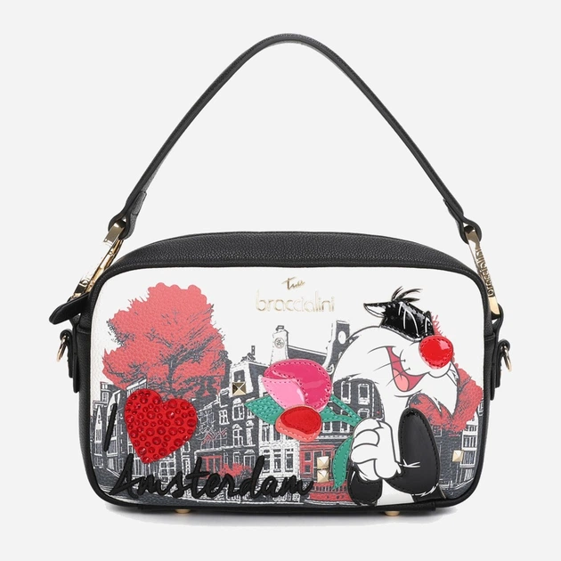 Torebka crossbody damska mała na szerokim pasku Braccialini LT206 YY 818 Czarna (800070348954) - obraz 1