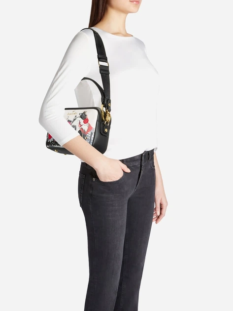 Torebka crossbody damska mała na szerokim pasku Braccialini LT206 YY 818 Czarna (800070348954) - obraz 2