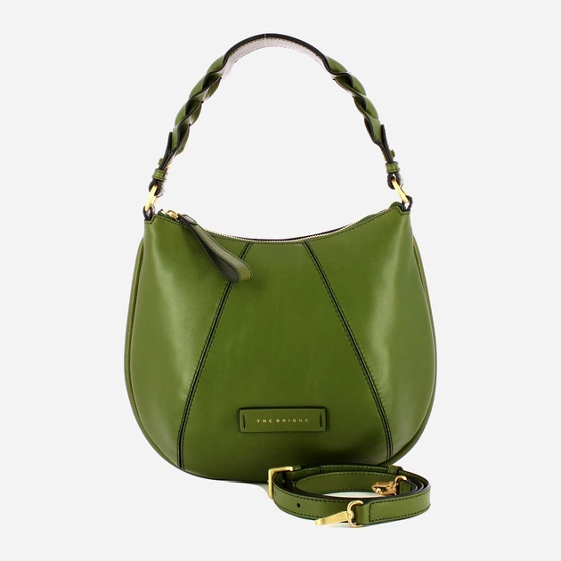 Torebka hobo damska ze skóry naturalnej The Bridge Brigida 0449327J F1 Zielona (800070350629) - obraz 4