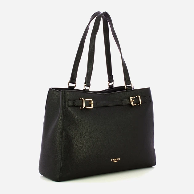 Сумка шопер жіноча з натуральної шкіри Twinset Tote 252TB7010 00006 Чорна (800070351204) - зображення 3
