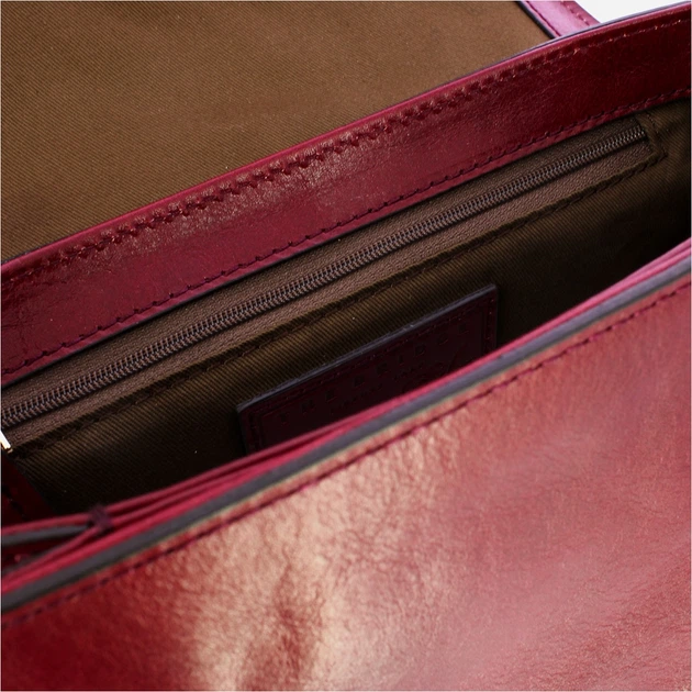 Сумка крос-боді жіноча з натуральної шкіри середня The Bridge Benedetta 44551201 03 Темно-червона (800070350645) - зображення 4